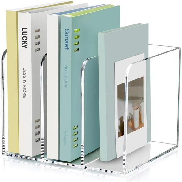 Clear acrylic file folder organizer magazine holder desk storage rack - Picture 1 of 8